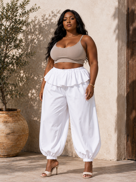 Folded Layer Balloon Jogger Pants (Plus)