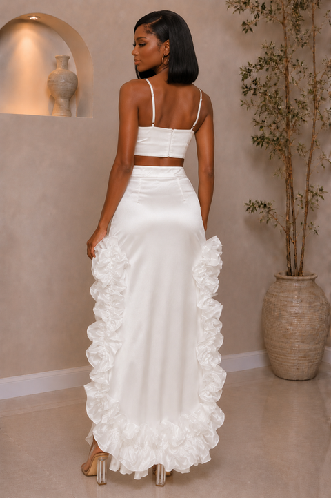 High Waist Ruffle Mullet Skirt