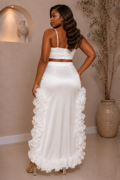 High Waist Ruffle Mullet Skirt (Plus)