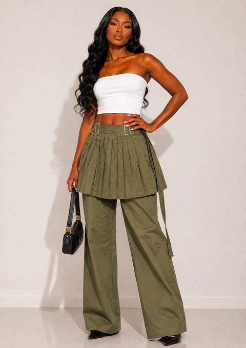 Pleated Skirt Overlay & Pants Set