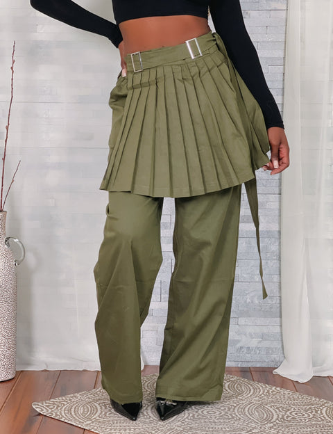 Pleated Skirt Overlay & Pants Set