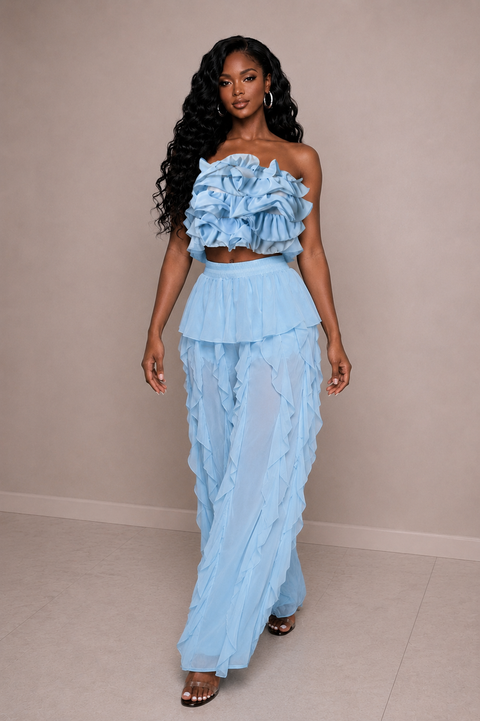 All Ruffle Tube Top & Pants Set