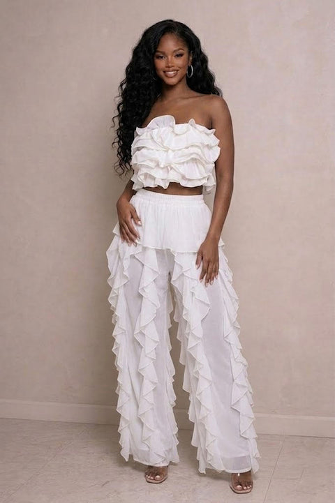 All Ruffle Tube Top & Pants Set