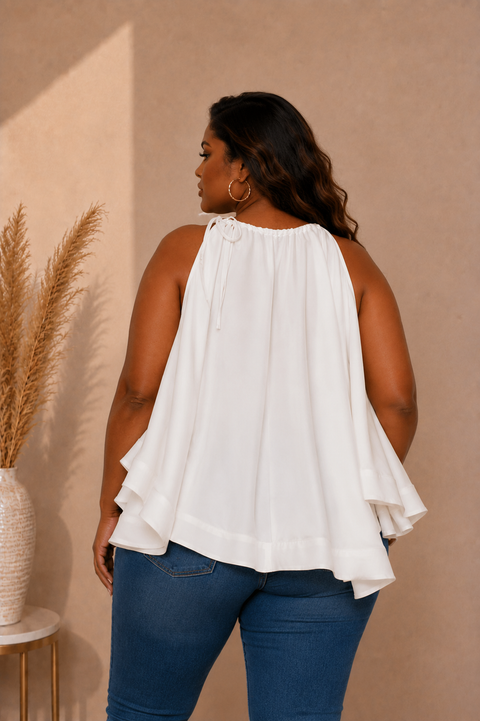 Satin Sleeveless Blouse (Plus)