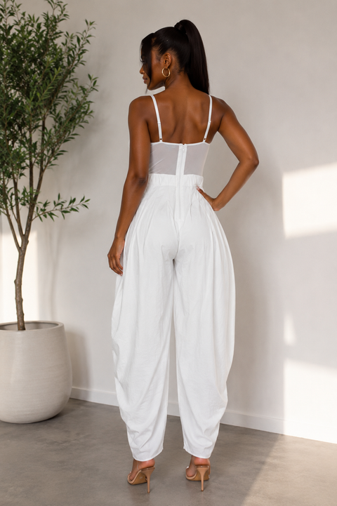 Mesh Detail Corset Top Jumpsuit