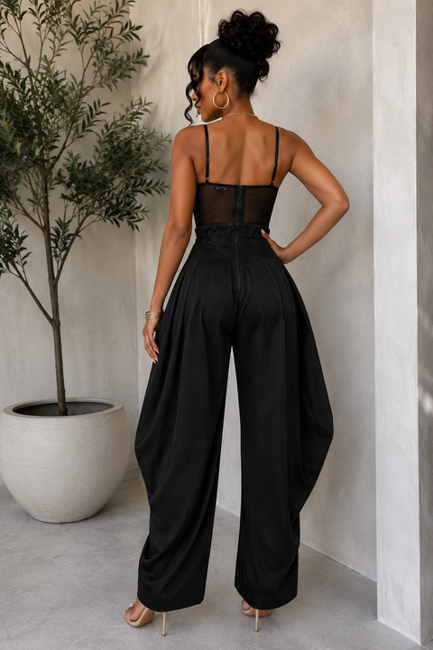 Mesh Detail Corset Top Jumpsuit