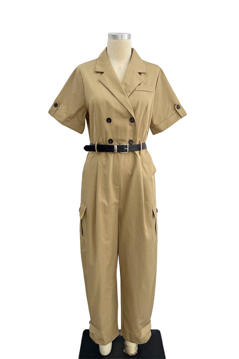 Trench Style Belted Jumpsuit