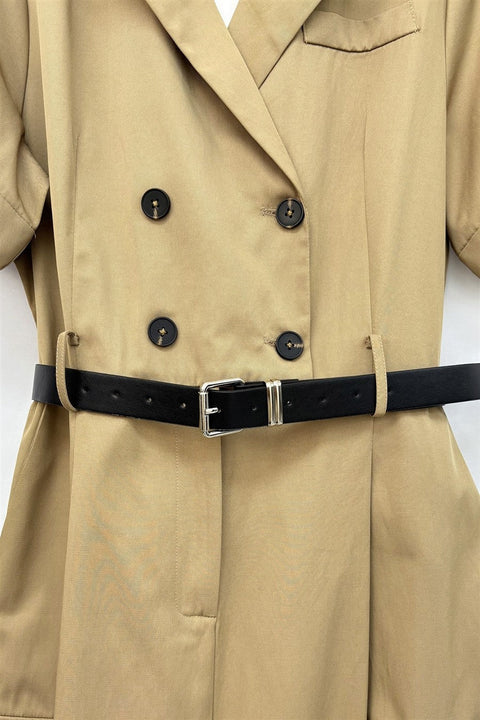 Trench Style Belted Jumpsuit