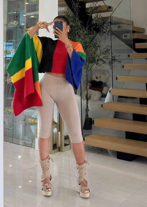 Asymetric Color Sweater Top