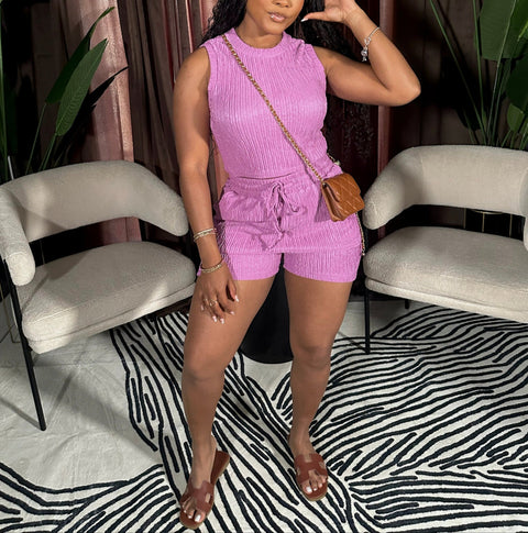 Wrinkle Tank Top & Shorts Set