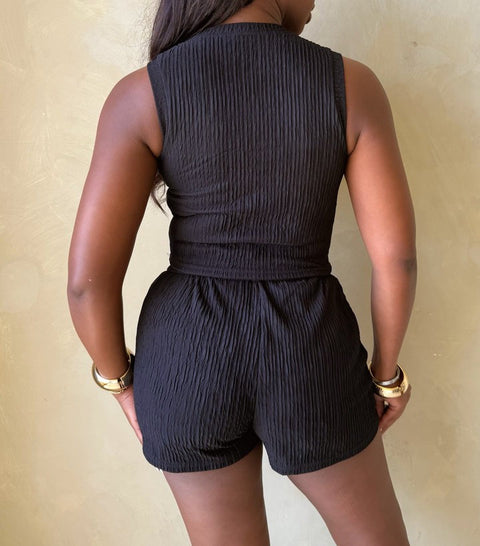 Wrinkle Tank Top & Shorts Set