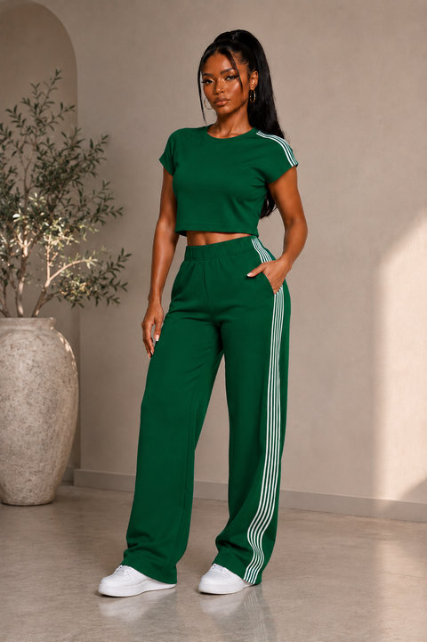 Side Stripe Muscle Top & Pants Set