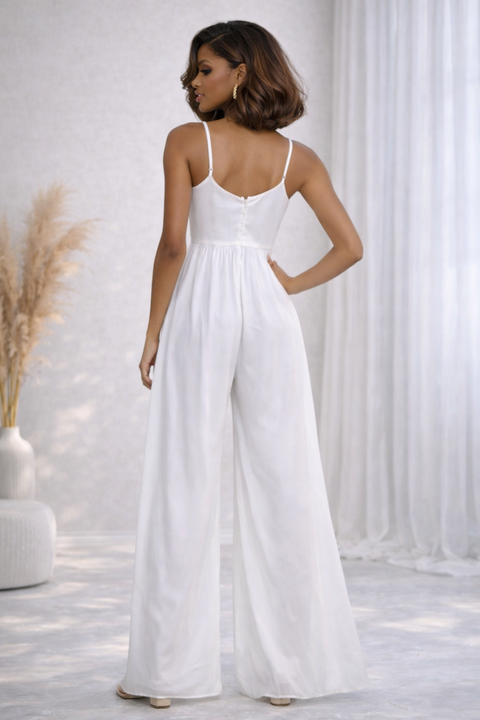 Satin Contrast Chiffon Jumpsuit
