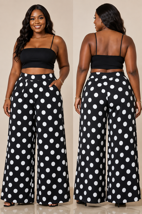 Polka Dot Wide Leg Pants