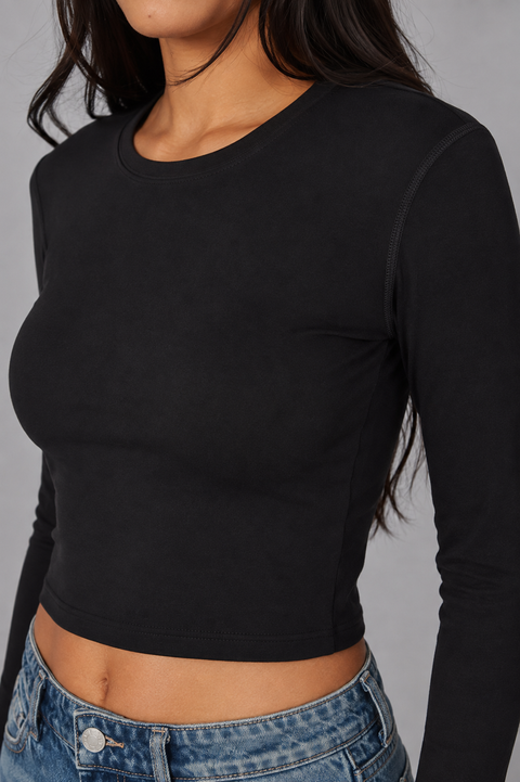 Fine Ribbed Crewneck Top