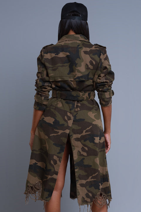 Twill Camo Coat W/Belt