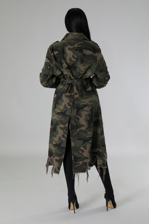 Twill Camo Coat W/Belt