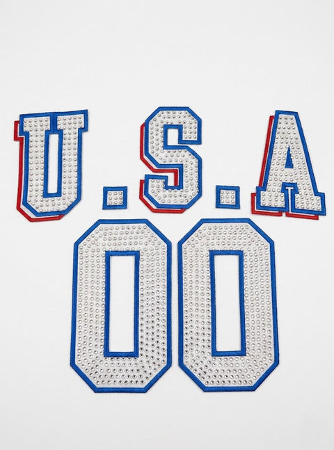 Rhinestone USA Jersey Crop Top