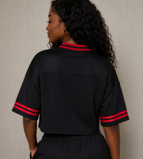 Rhinestone Letter Chicago Jersey Crop Top