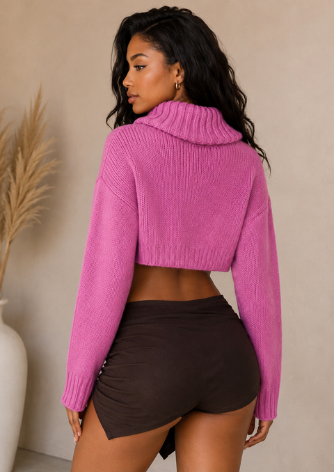 Cowl Neck Knit Crop Top