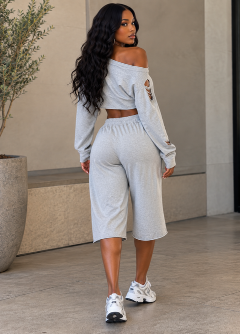 Cutout Top & Bermuda Pants Set