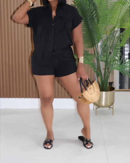 Wrinkle SS Shirt & Shorts Set