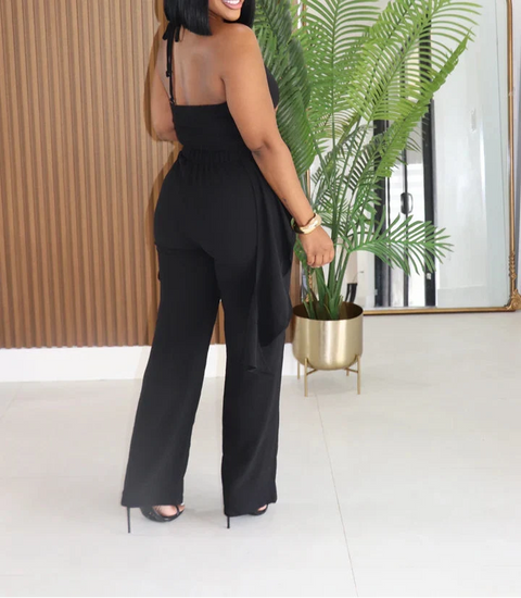 Halter Ruffled Shirring Top & Pants Set
