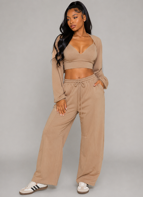 Bra Top With Bolero & Pants Set