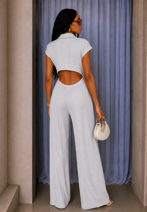 Wrinkle Open Back S/V Jumpsuit
