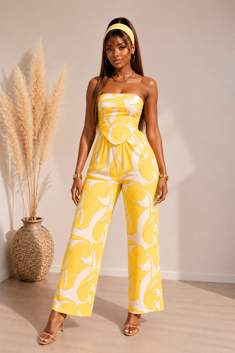 Tube Top & Pants Set With Headband