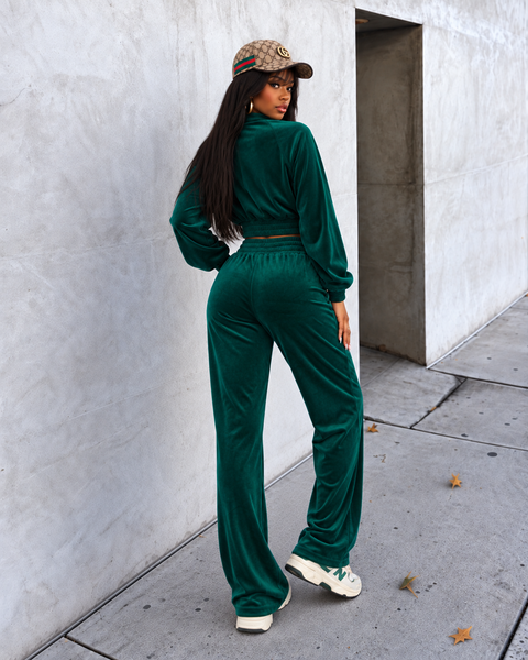 Velour Zip-Up Jacket & Jogger Set