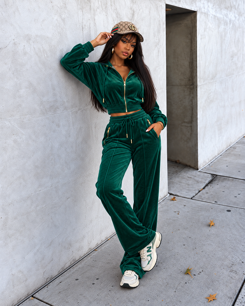 Velour Zip-Up Jacket & Jogger Set