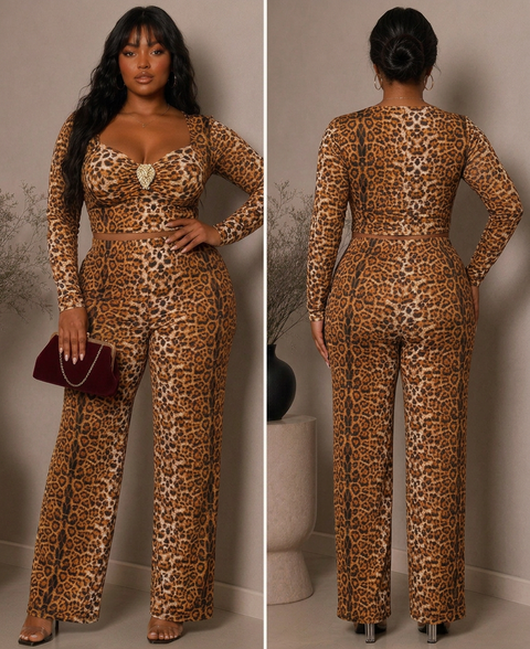 Gold Trim LS Top & Pants Set (Plus)