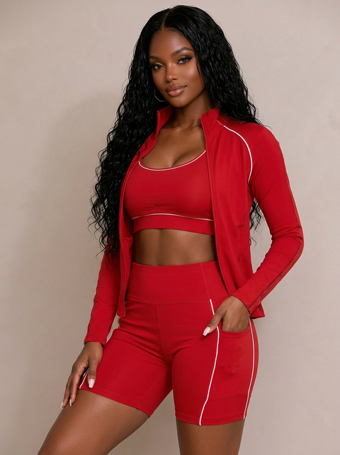 Sport Bra & Shorts With Jacket Set