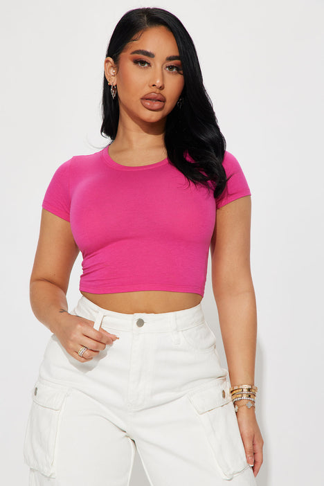 S/S Solid Crop Top