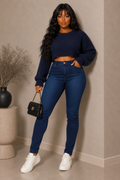 Dark Wash Solid Stretch Jeans (Plus)
