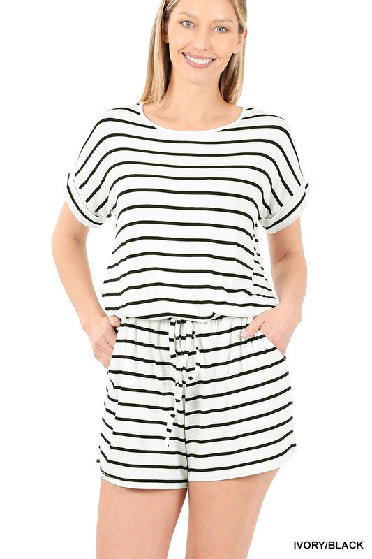 1A Stripe Romper with Pockets