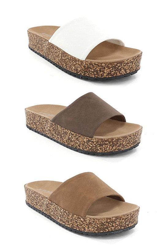 One Strap Open Toes Cork Sandal