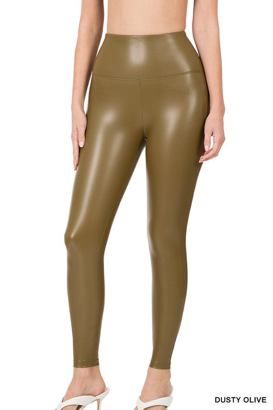 High Rise Faux Leather Leggings