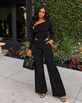 Wrinkle Gold Trim Top & Pants Set