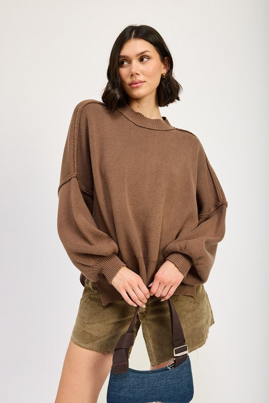 Over Fitted Long Sleeve Sweater Top