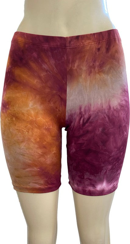 Tie Dye Cotton Biker Shorts