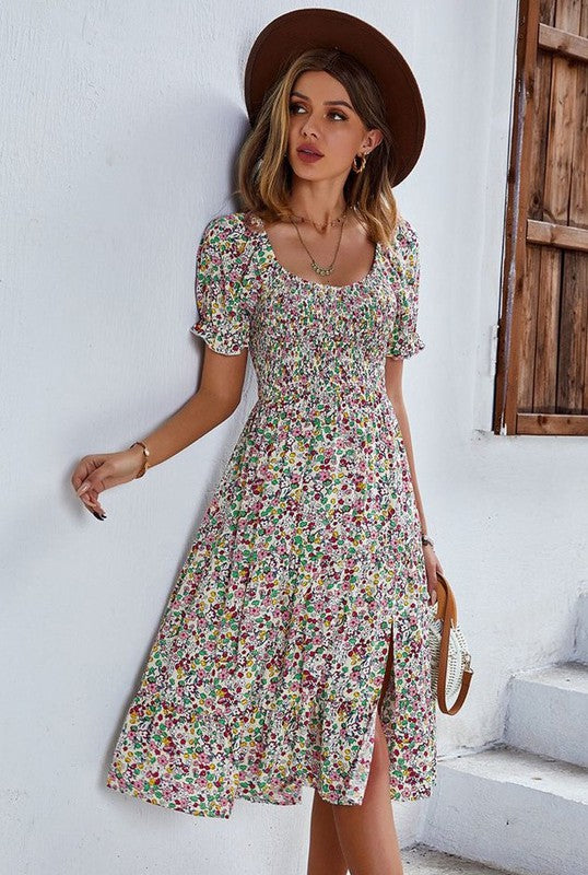 Floral Dress with Slit