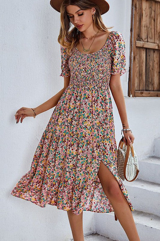 Floral Dress with Slit