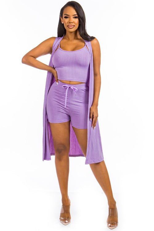 Lavender Sexy 3 Piece Short Set