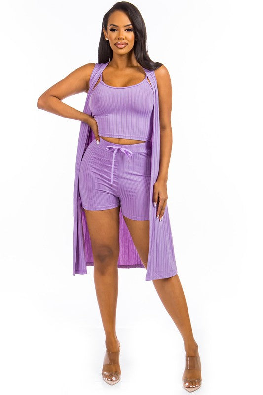 Lavender Sexy 3 Piece Short Set