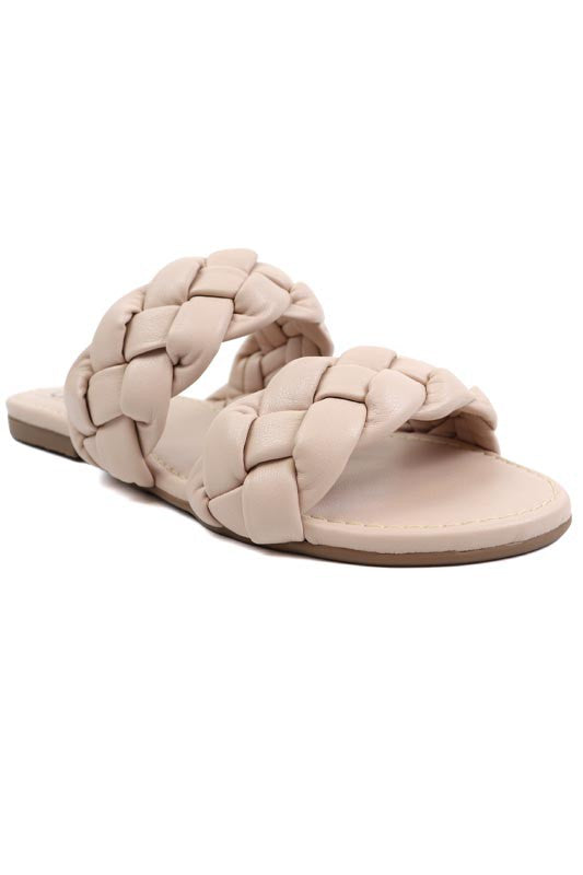 Lexi-5 Nude Braided Two Band Sandal