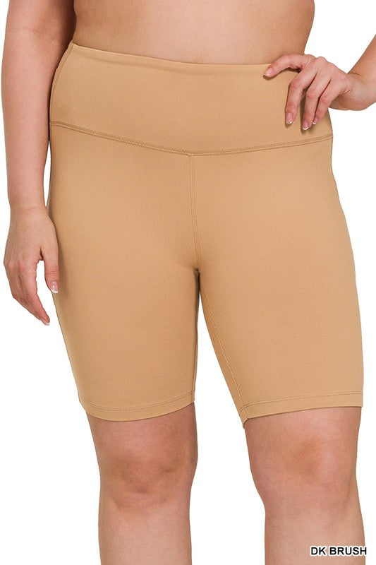Plus Brushed Wide Waistband Biker Shorts