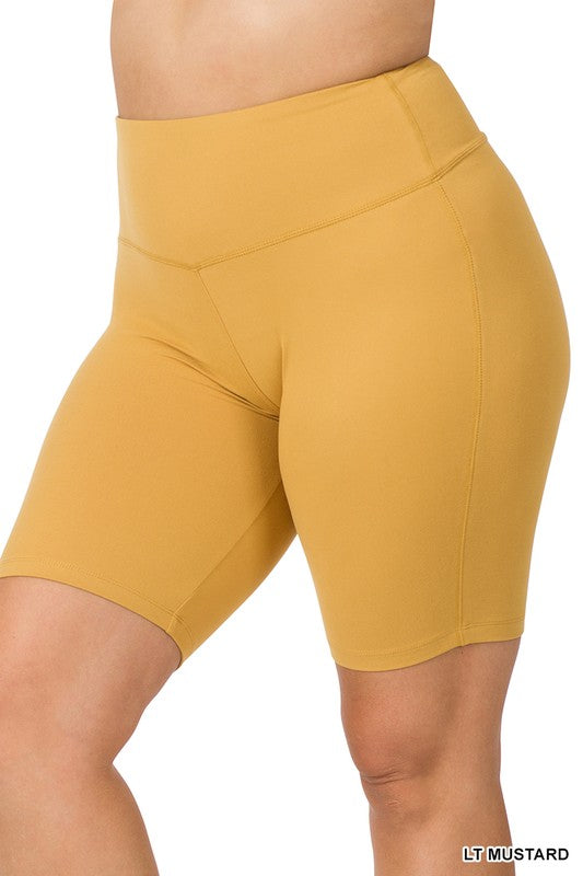Plus Brushed Wide Waistband Biker Shorts