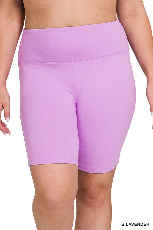 Plus Brushed Wide Waistband Biker Shorts